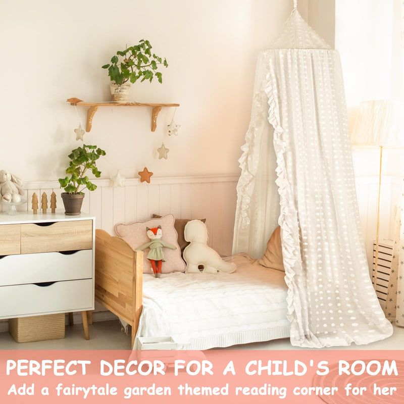 [Australia] - Princess Bed Canopy for Girls - Crib Canopy for Bed - Mosquito Net for Bed, Kids Bed Canopy with Princess Room Decor for Girls Bedroom,Children's Reading Room Decor (Beige) Beige 