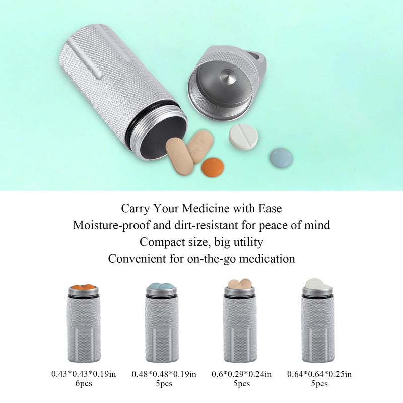 Metal Pill Container Keychain, Waterproof EDC Pill Holder | for Vitamins & Medications, Lightweight Aluminum Alloy Pill Case Organizer for Hiking Camping, Portable Travel Pill Box