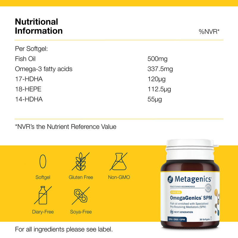 Metagenics OmegaGenics SPM Capsules - Fish Oil with Specialised Pro-Resolving Mediators - 30 Capsules 30 count (Pack of 1)