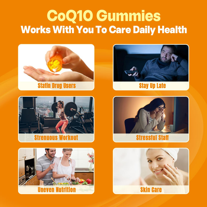 [Australia] - Sugar-Free CoQ10-250mg Filled Gummies - 2 Months Supply - Plus Omega-3, Vitamin B3 & Zinc, High Absorption Coenzyme Q10 Supplements for Heart Health, Cellular Energy & Antioxidant Support, Vegan 60Cts 60 Count (Pack of 1) 