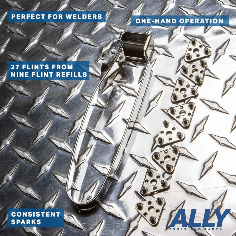 [Australia] - Ally Tools Triple Flint Striker with 9 Rotatable Triple Flints - Long Lasting Triple Flints Perfect as a Welding Striker, Flint Lighter, Torch Striker, Spark Lighter, Striker Lighter, and Striker 