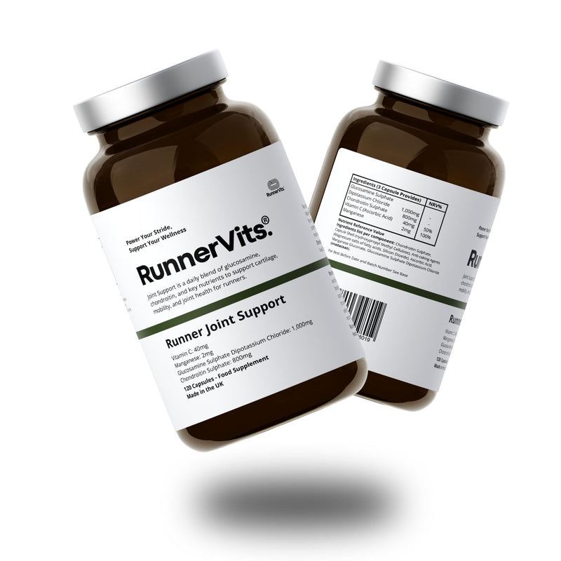 Joint Support Food Supplement for Runners – Glucosamine & Chondroitin with Vitamin C & Manganese, Supports Cartilage, Joints & Mobility, 120 Capsules, Made in UK