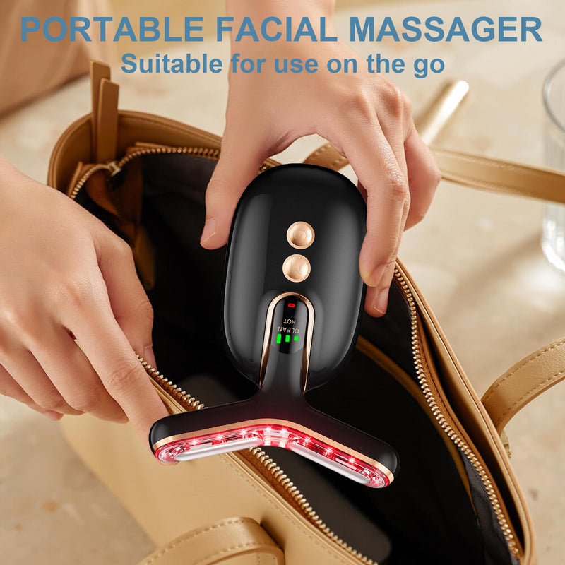 3 Massage Modes Face Neck Massager,3 Color Rechargeable Facial Massager,at Home Face Culpting Tool for Skin Care(Black) Black