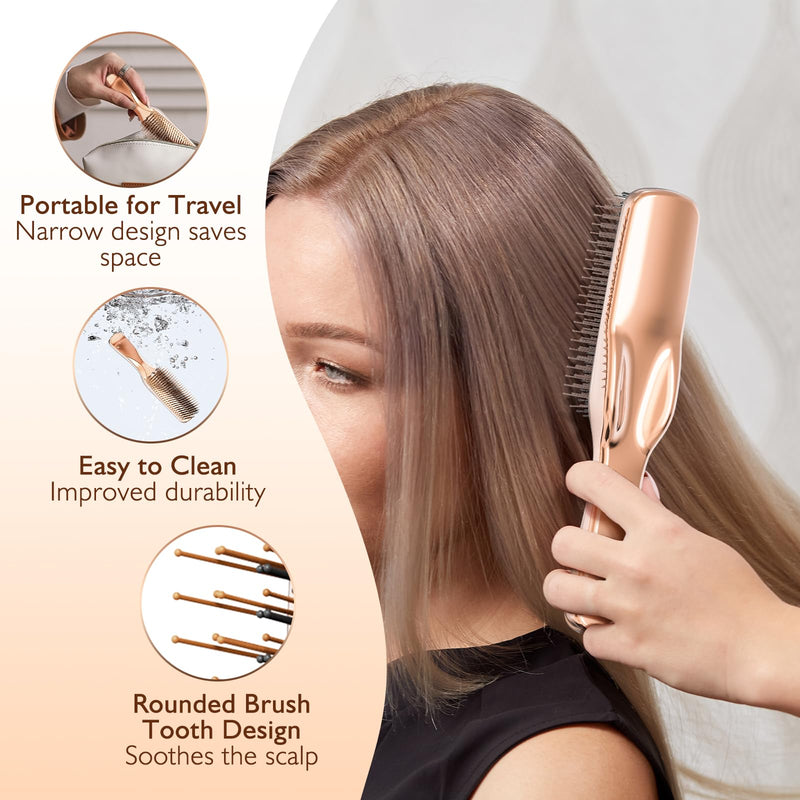 Detangling Hair Brush, Dry and Wet Detangler Hair Brush for Women and Men, Massager Scalp Brush for Straight/Long/Fine Hair, Rose Gold