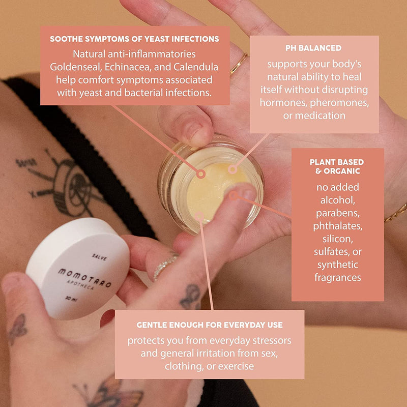[Australia] - MOMOTARO APOTHECA Vaginal Moisturizer, Organic Vulva Salve - Intimate Soothing Balm, Vulvovaginal Dryness, Odor, Itching, Burning, Redness, BV, Menopause Irritability - Hormone Free pH Balance - 1oz 
