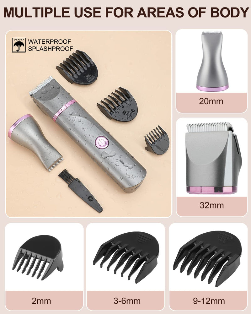 [Australia] - AREYZIN Pubic Hair Trimmer Women Bikini Trimmer Electric Shaver Razor for Bikini Armpit Legs Groin Hair Removal Body Hair Trimmer, Rechargeable Waterproof for Wet and Dry Use，Gray&Purple Gray 