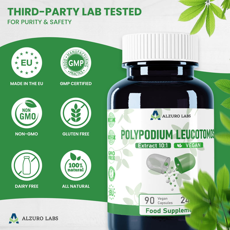 Polypodium Leucotomos | 2,400mg Equivalent | 240mg 10:1 Fern Extract | 90 Vegan Capsules | GMP & 3rd Party Lab Tested