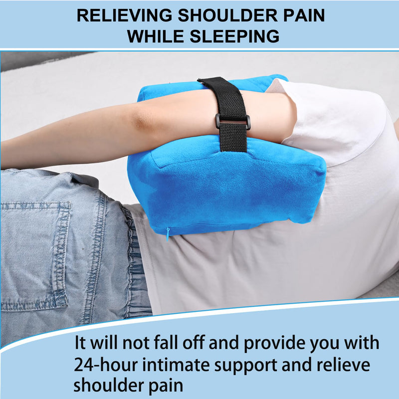 Rotator Cuff Pillow Surgery for Shoulder Pain Relief with Strap, Shoulder Pillow Sling for Side Sleepers Sleeping, Arm Cushion After Surgery Recovery Supplies, Blue