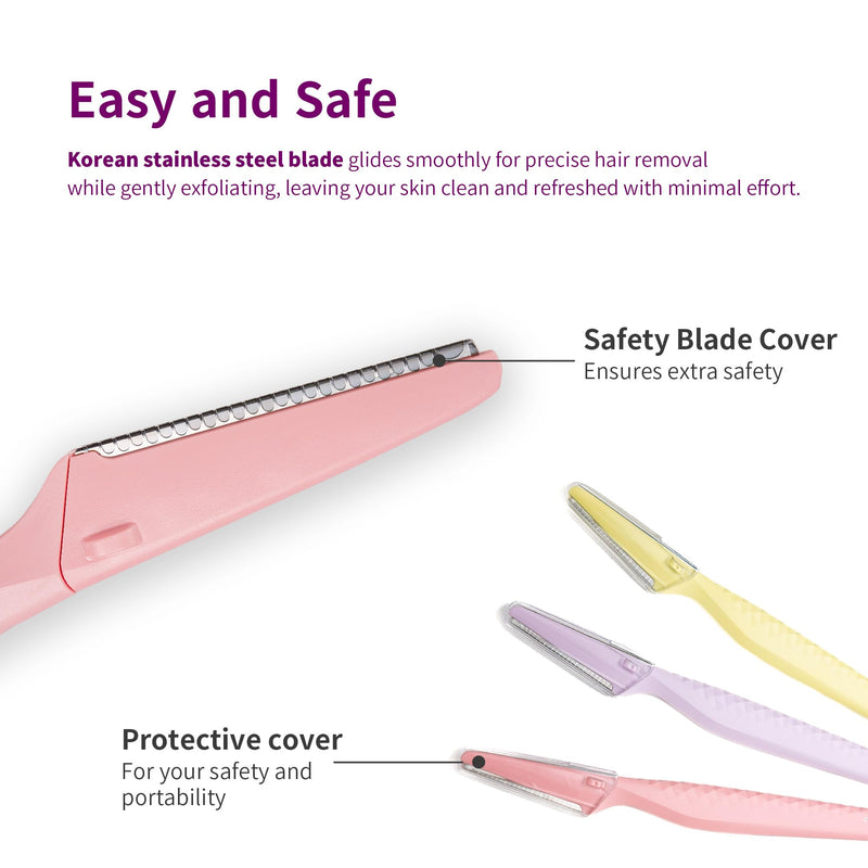 [Australia] - Tinkle Everglow Dermaplane Razor (12 ct - 4 packs of 3ct), Eyebrow Razor & Face Razors for Women, Peach Fuzz Remover, Dermaplaning Tool, Stainless Steel Blades 
