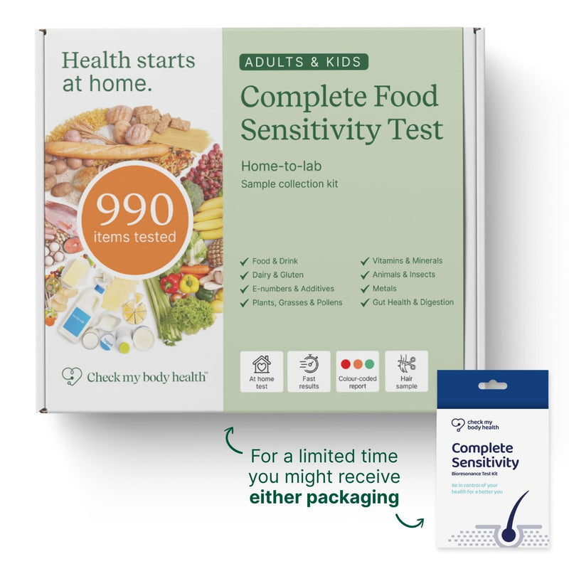Food Sensitivity Test Kit for Adults & Kids - 990 Items - Hair Sample | Complete Food Sensitivity Test by Check My Body Health - Results in 3–5 Days - Includes Nutritional Support and Meal Planner 900 Test Kit