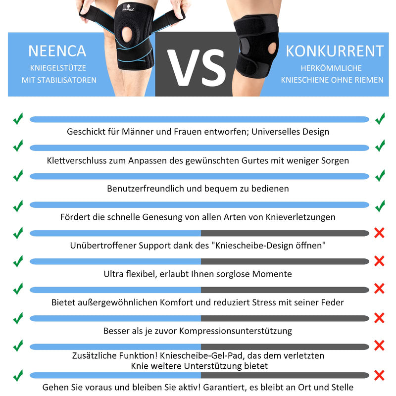 [Australia] - NEENCA Knee Support with Patella Gel Pads & Spring Side Stabilizers M Black 