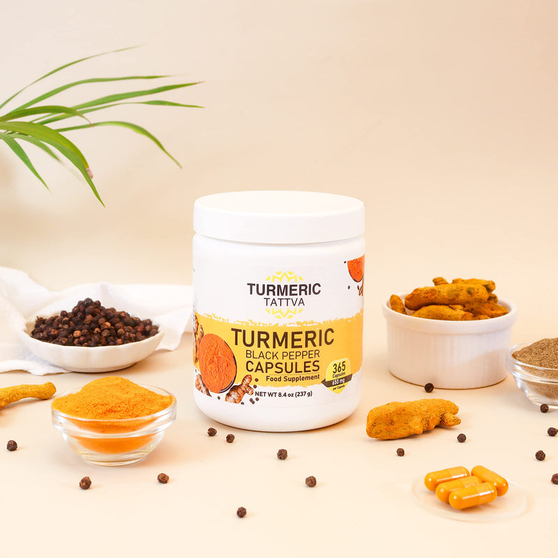 365 Turmeric Capsules with Black Pepper, 1 Year Supply, Organically Grown Turmeric with High Curcumin Content, One A Day Supplement, 365 Vegetarian Capsules 365 count (Pack of 1)