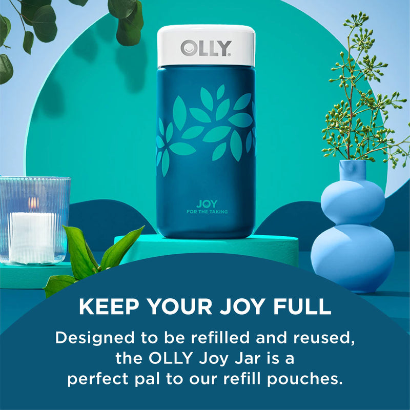 OLLY Joy Jar Gift, Easy Refillable Glass Bottle Vitamin Container, Holds Up to 120 Vitamin Gummies, Limited Edition 2022 (Pack of 2) 120 Count (Pack of 2)