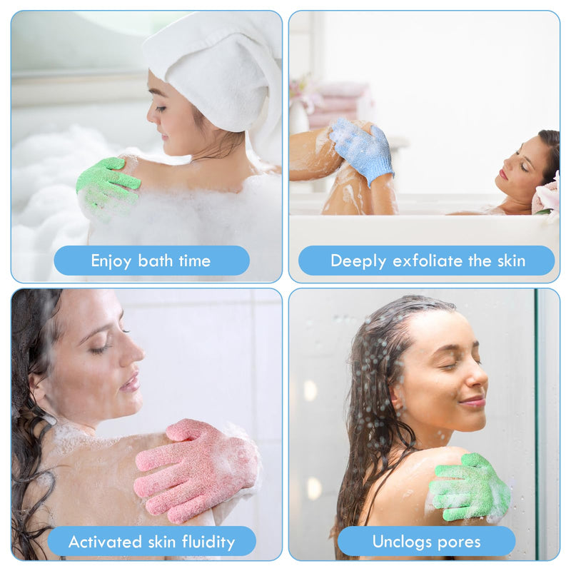 [Australia] - URAQT peeling gloves, pack of 6 exfoliating gloves, peeling gloves, body peeling gloves for body and face C-6PCS 