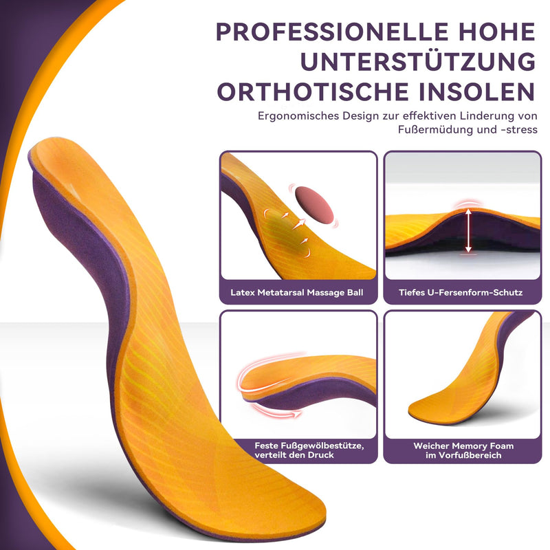 [Australia] - High Arch Support Insoles, DynWalker Metatarsal Pads Women&men, Plantar Fasciitis, Achilles Tendonitis, Heel Spurs, XL Orange XL:（Men43-44） 