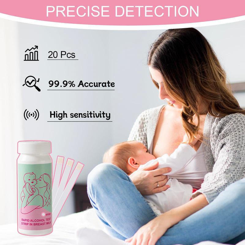 20Pcs Alcohol Test Strips for Breastmilk Home Kit Breastfeeding Milk Moms Gift Supplies Essentials Fast Easy Strips at Home Holiday Party 20