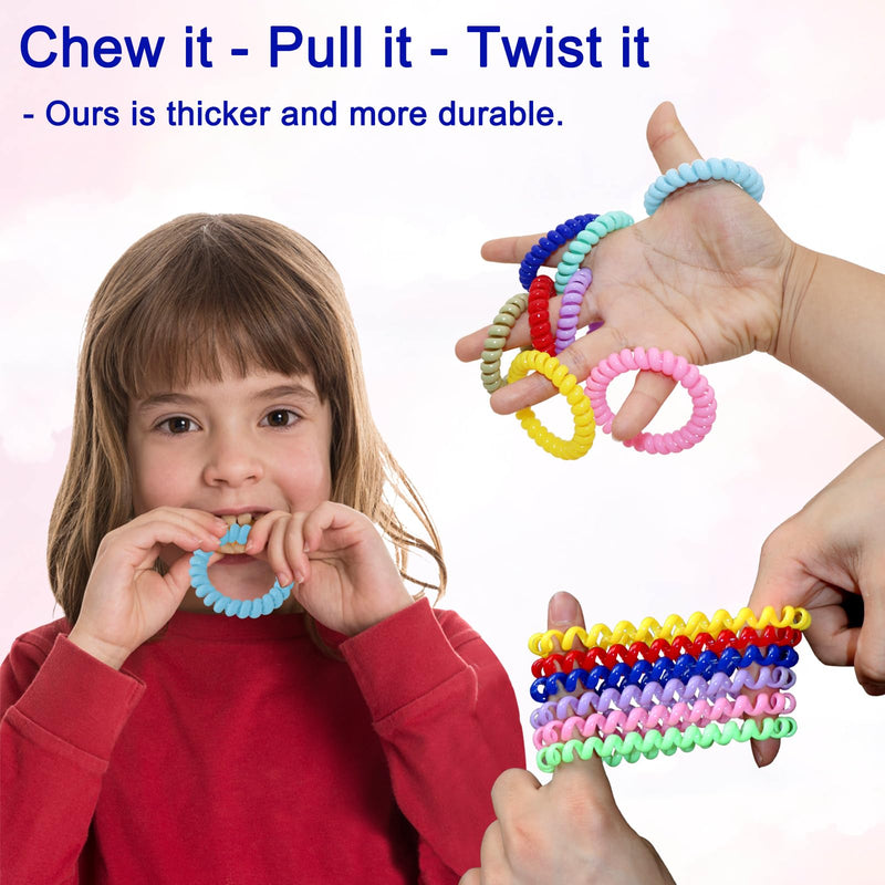 [Australia] - Sensory Chew Bracelets for Boys and Girls, 8 Pack Stretchy Coil Bracelet Fidget Toys for Kids with Autism ADHD SPD or Special Needs, Oral Motor Aids Jewelry Reduce Teething Biting and Anxiety 