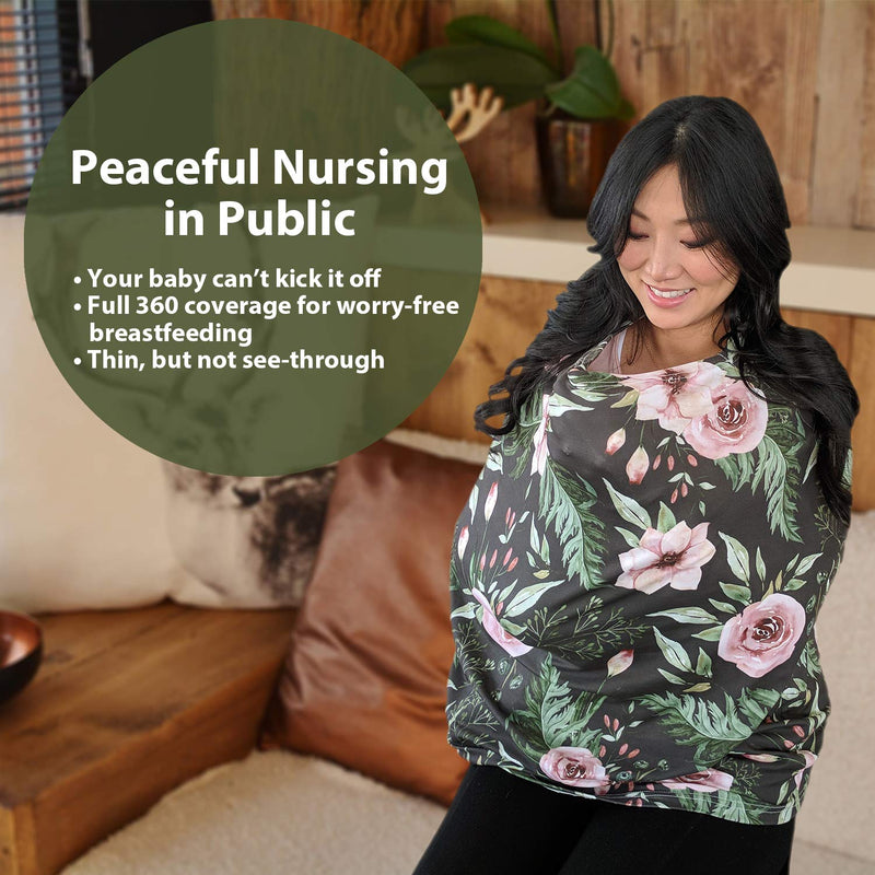 [Australia] - Pobi Baby Car Seat Covers and Nursing Cover - Soft and Stretchy Floral Pattern (Charm) 