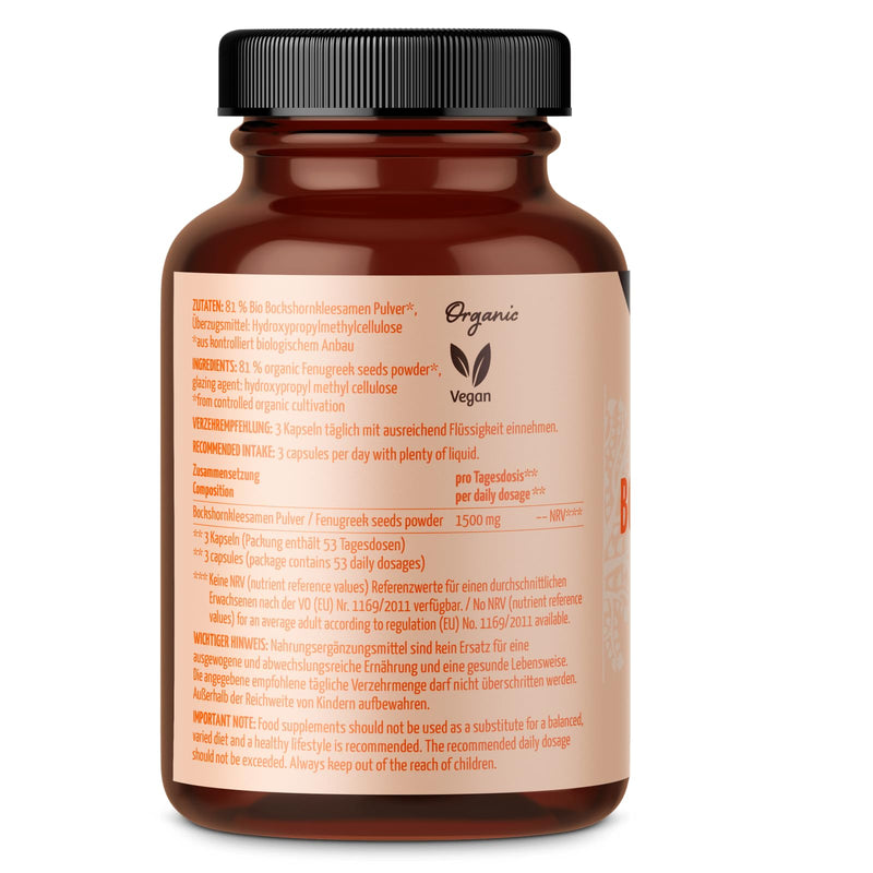 [Australia] - Fenugreek capsules ORGANIC 160 pieces each 595mg - high dosage - vegan - 100% pure without additives 