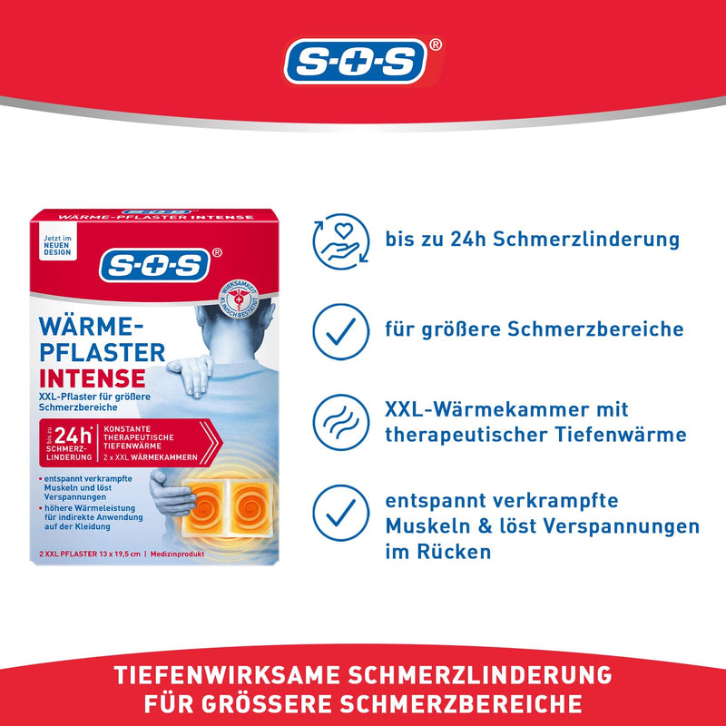 [Australia] - SOS heat patch INTENSE | extra strong XXL heat plasters | relieves cramped muscles and back tension Back pain 5x2 heat pads 13x19.5 cm (pack of 5) 