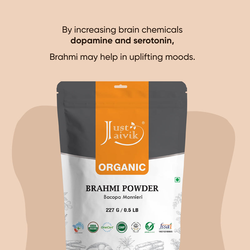 [Australia] - Just Jaivik 100% Organic Brahmi Powder Bacopa Monnieri- USDA Certified Organic, 227 GMS / 1/2 LB Pound / 08 Oz 