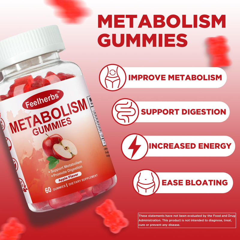 Metabolism Gummies for Women and Men Digestion & Energy, 60 Count Apple Cider Vinegar Gummies with Vitamin B12 & Beet Root, Chewable Keto ACV Vitamin for Metabolism & Detox Cleanse
