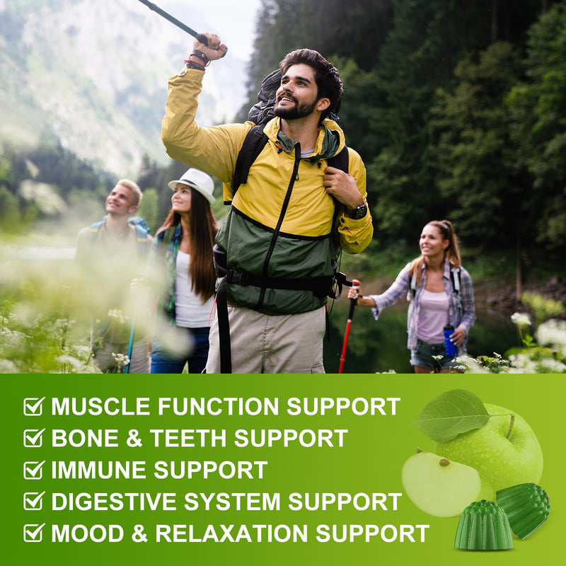 Calcium Citrate 1200mg with Vitamin D3 for Women, Bone, Teeth Support, 60Ct | WOGORGT - Chewable Calcium Citrate Gummies with Magnesium, Zinc, D3, K2, Daily Wellness Support for Women & Men, Apple Flavor 60 Count (Pack of 1)