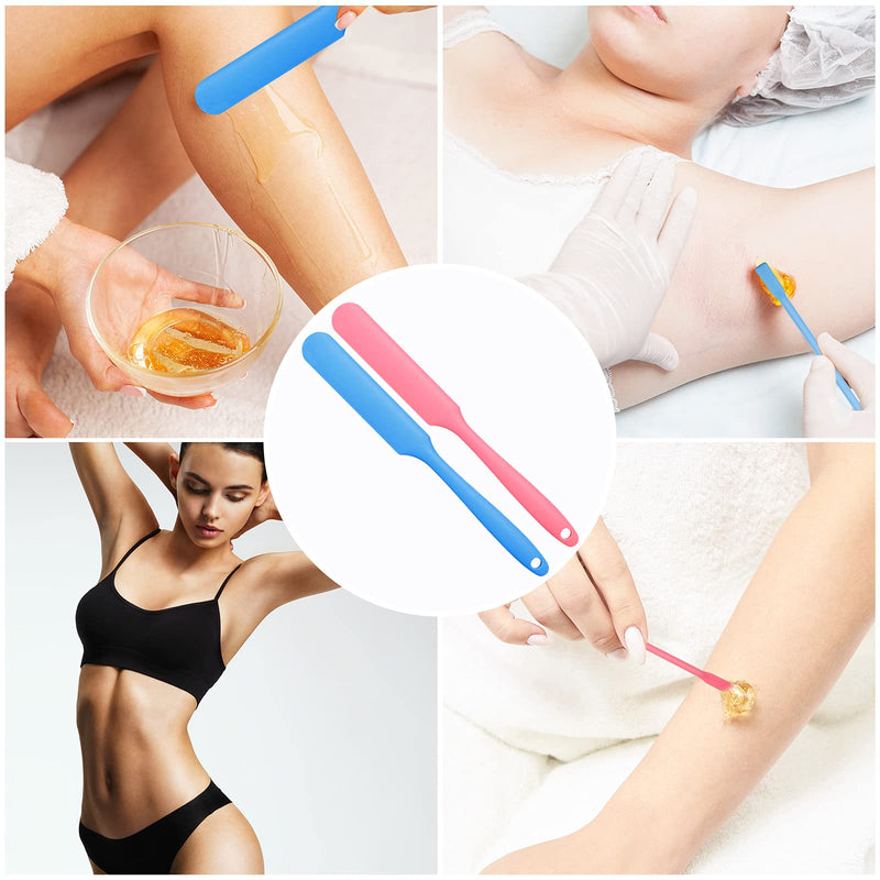 Patelai 12 Pieces Wax Sticks Silicone Waxing Spatulas for Hair Removal Reusable Silicone Applicator Different Sizes Scrapers Hard Sticks for Home Salon Body Use