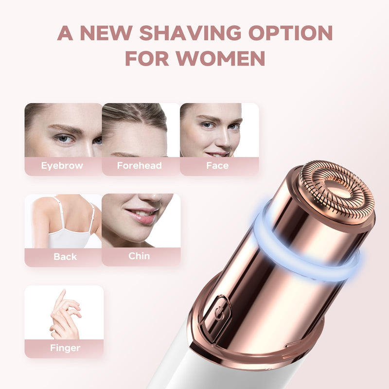 [Australia] - Facial Hair Remover for Women (Gen 3 Pro), 2024 Luxury Women's Beard Remover with Smartlight, guRelax Face Mini Hair Remover, for Face, Eyebrows, Fuzz, with 2 Flawless Replacement Heads Deluxe 2-in-1 White (2x Replacement Heads Included) 