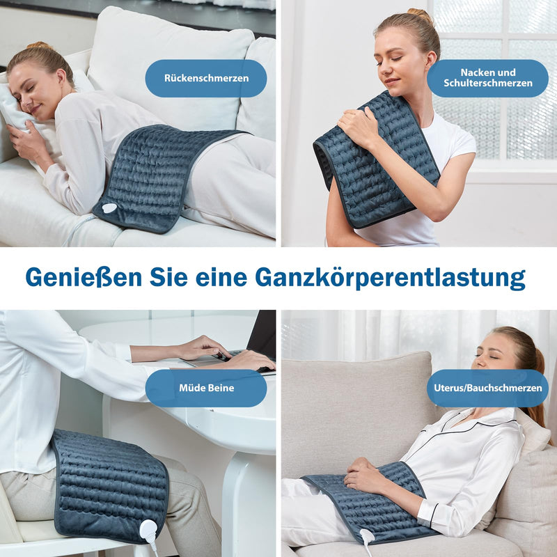 [Australia] - Mowend heating pad with automatic switch-off, electric heating pad with 6 heating settings, quick heating and machine washable, pain relief, gifts for wife, mom, dad, 30x60cm 30x60cm gift for mom 