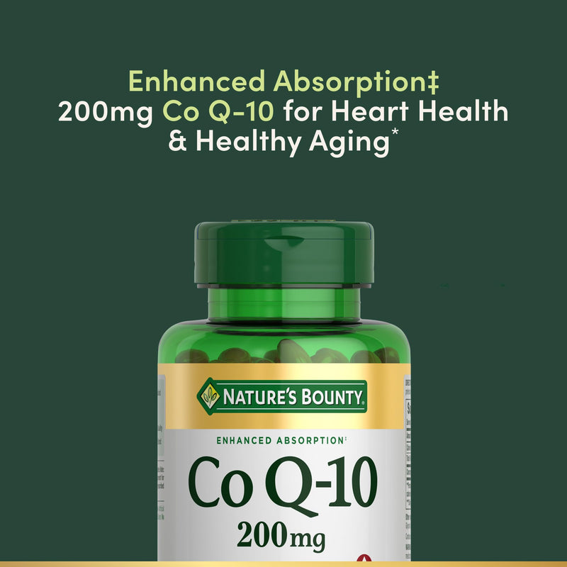 Nature's Bounty CoQ10, Supports Heart Health, 200mg, 80 Softgels | Dietary Supplement, 200mg, 80 Rapid Release Softgels 80 Count (Pack of 1)