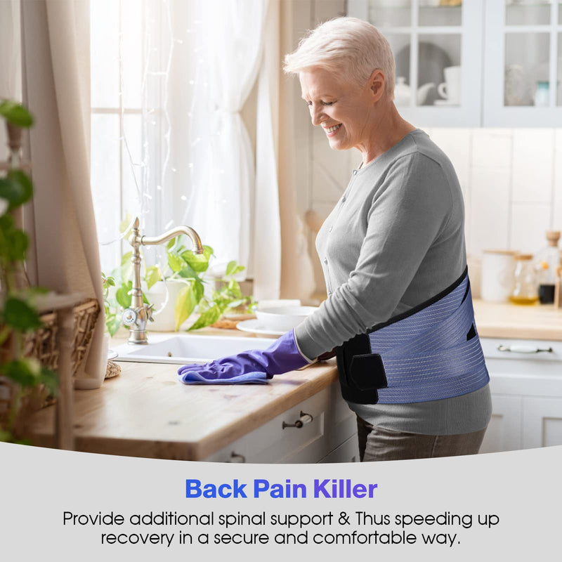 [Australia] - NEENCA Back Support Brace, Adjustable Lumbar Support for Pain Relief of Back/Lumbar/Waist, Waist Wrap with Spring Stabilizers for Injury, Herniated Disc,Sciatica, Scoliosis and more - FSA/HSA APPROVED Large Navy Blue-Black 