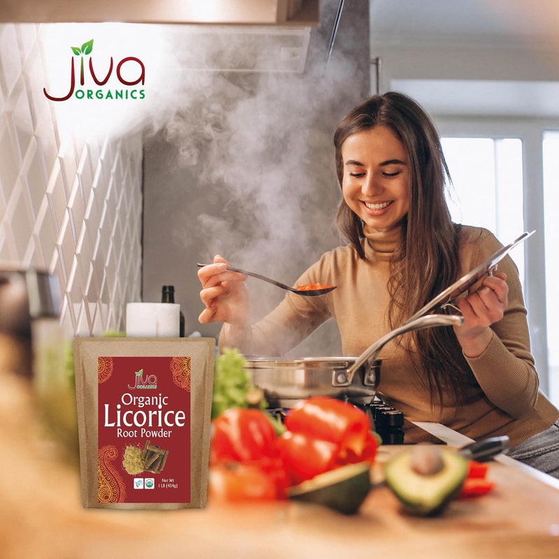 [Australia] - Jiva Organics Licorice Root Powder 1 Pound Bulk Bag (16oz) - Glycyrrhiza glabra - Mulethi - Yashtimadhu - Non-GMO 