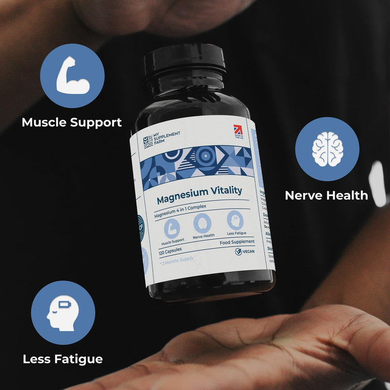4 in 1 Magnesium Supplements Complex - 1900 mg with Glycinate Citrate Malate & Oxide | High Strength Magnesium 403mg - 120 Capsules & 2 Month Supply | High Absorption