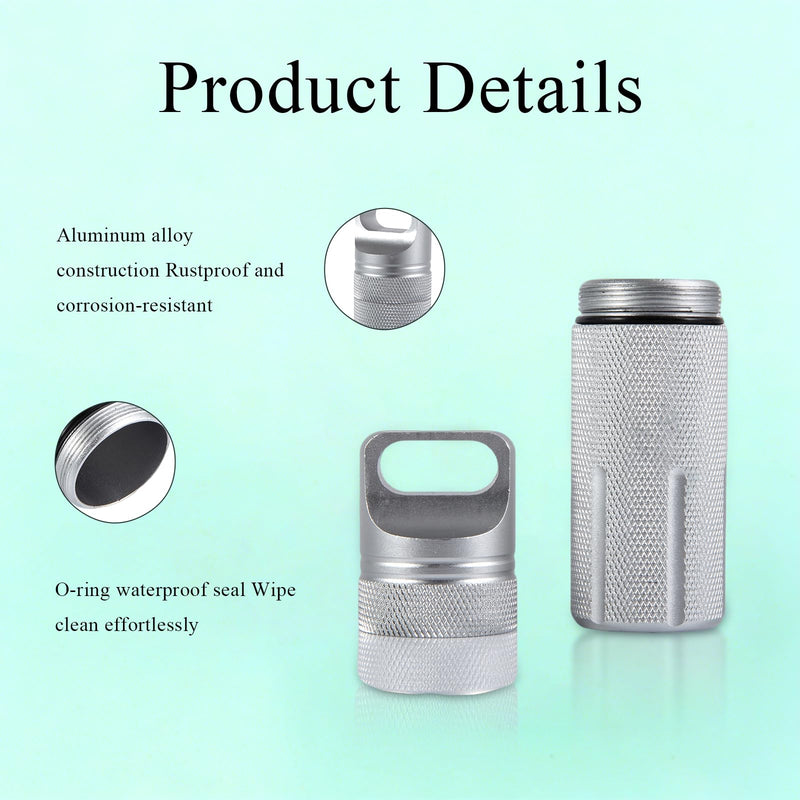 Metal Pill Container Keychain, Waterproof EDC Pill Holder | for Vitamins & Medications, Lightweight Aluminum Alloy Pill Case Organizer for Hiking Camping, Portable Travel Pill Box