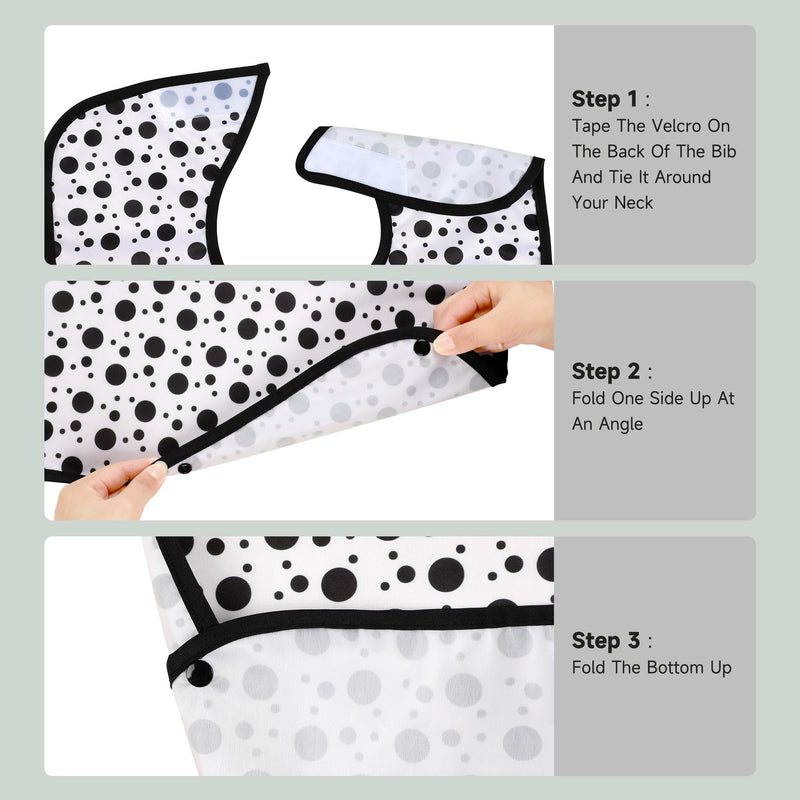 [Australia] - Adult Bibs - 3 Pcs Washable Clothing Protector with Crumb Catcher, Reusable Waterproof Large Feeding Adult Bibs Swallow Gird 