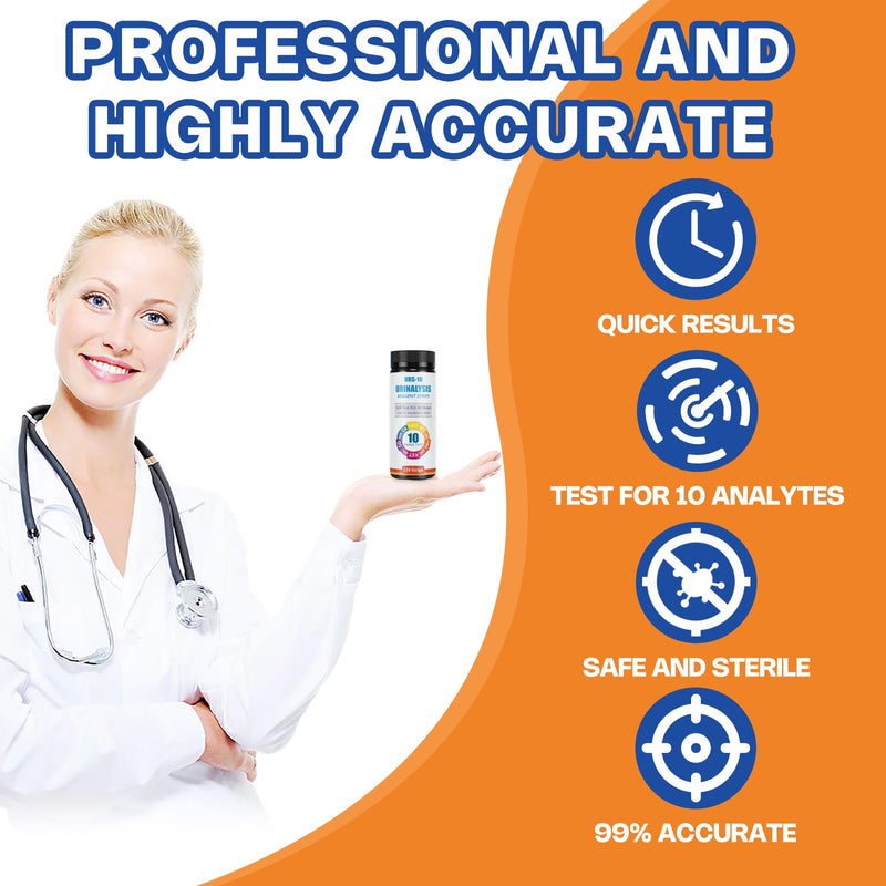 [Australia] - 10-in-1 Urine Test Strips - 120 CT | Comprehensive Urinalysis for LEU, NIT, URO, PRO, pH, KET, BIL, SG, Calcium, and Microalbumin | Home Urinalysis Test Strips for Bladder and Urinary Tract Infections 120 Count (1 bottle) 