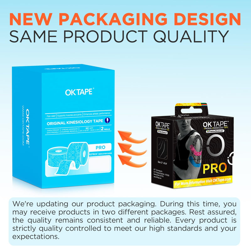[Australia] - OK TAPE PRO Kinesiology Tape, 2inch x Long Roll 16ft Free Cut Tape, Elastic Athletic Tape Therapeutic Latex Free, 2 Rolls Black+Black 