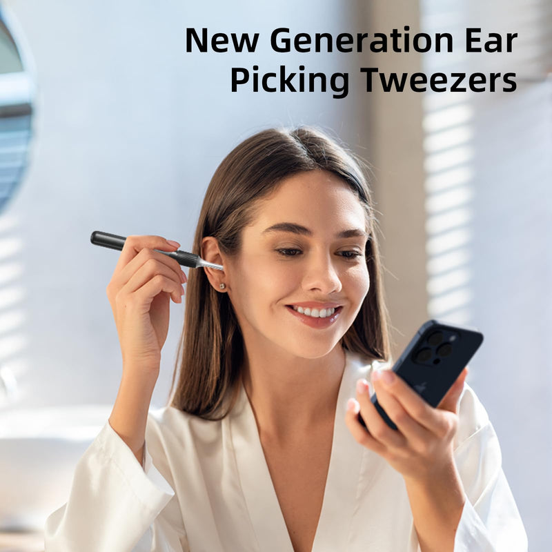[Australia] - Earwax Remover, Electric Ear Cleaner Removal with LED Light, Ear Cleaning Camera Otoscope with Light Endoscope Camera for Adults and Children Pets Black Black 