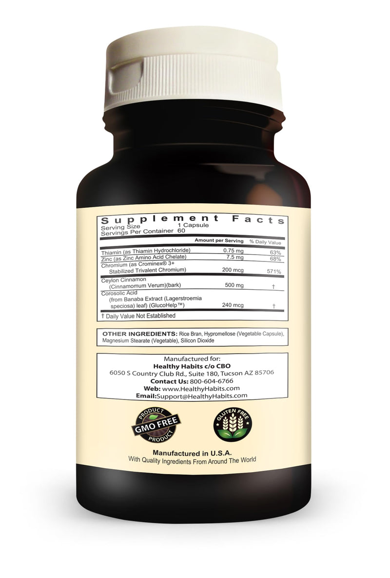 [Australia] - Healthy Habits StrictionD with Glucohelp, Banaba Extract, Ceylon Cinnamon & Crominex 3+ is 100% All Natural 