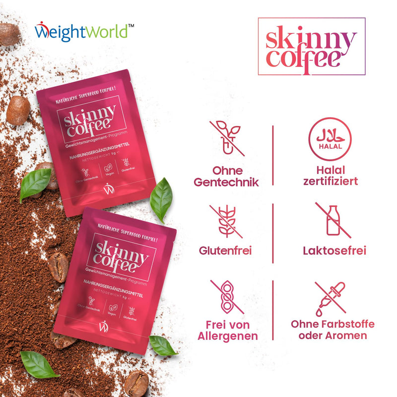 [Australia] - Skinny Coffee - Arabica coffee with chlorella, green tea, green coffee, guarana & L carnitine - low carb, keto coffee - low in calories & high in fiber - 28 day supply - WeightWorld 