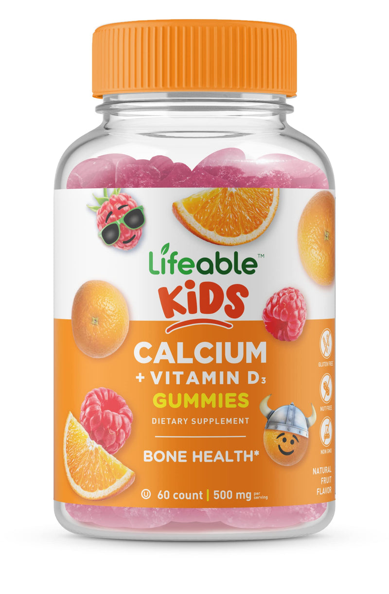 Lifeable Calcium with Vitamin D Kids + Iron & Vitamin C Kids, Gummies Bundle - Great Tasting, Vitamin Supplement, Gluten Free, GMO Free, Chewable Gummy