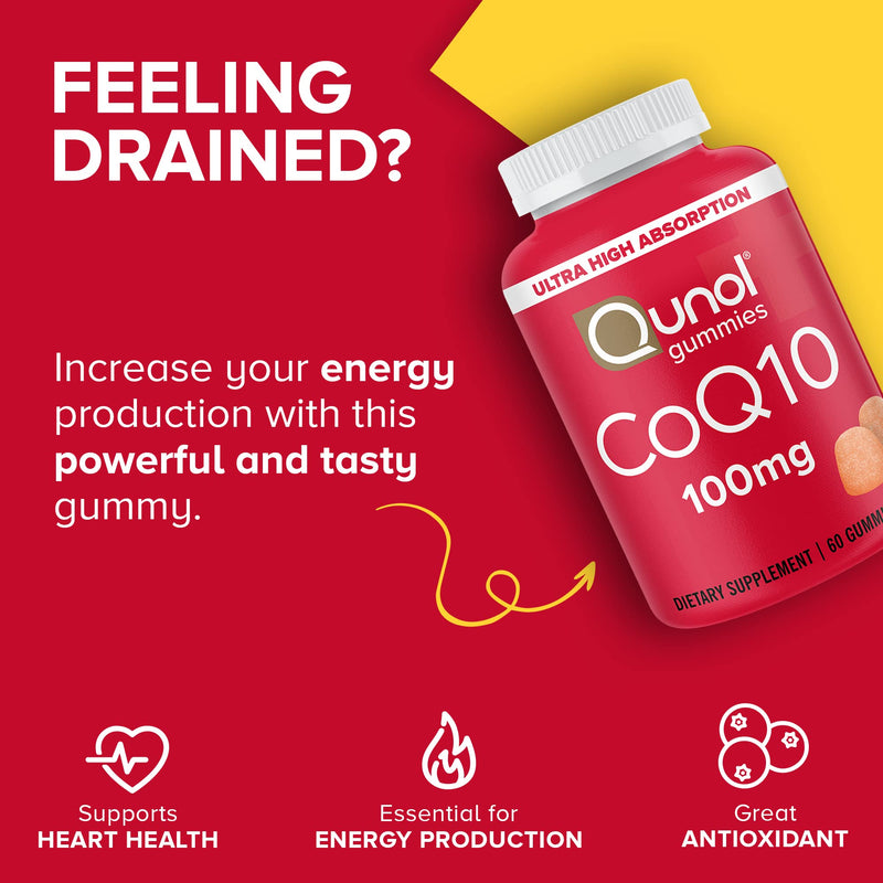 [Australia] - Qunol CoQ10 Gummies, CoQ10 100mg, Delicious Gummy Supplements, Helps Support Heart Health, Vegan, Gluten Free, Ultra High Absorption, 2 Month Supply (60 Count, Pack of 2) Creamy Orange 120 Count (Pack of 1) 