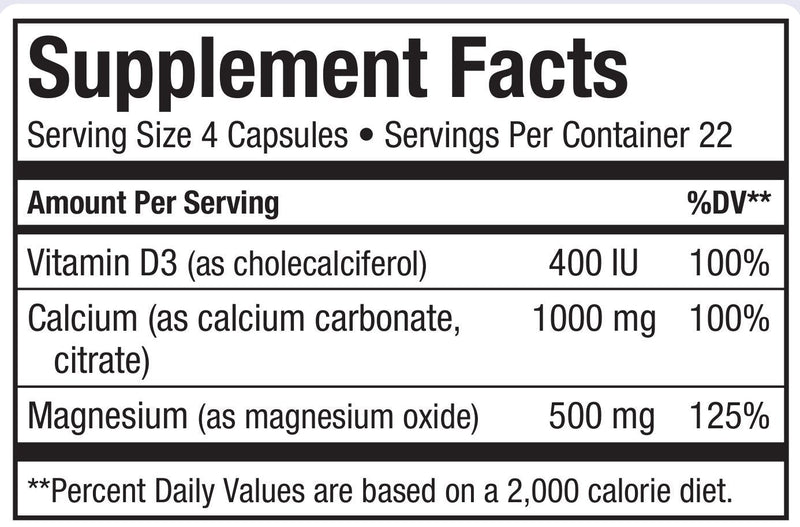 Maxi Health® Maxi Cal Calcium 1000mg, D3 & Magnesium (90 Capsules) | Kosher | Calcium Magnesium with Vitamin D3 | Calcium Absorption, Bone, Teeth & Joint Support | Doctor Formulated 90 Count (Pack of 1)