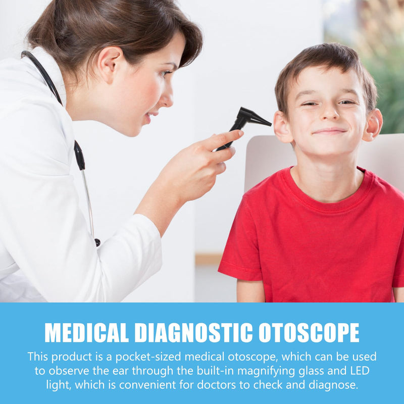 [Australia] - Healifty Otoscope with Light - Auricular Otoscope with 5 Otoscope Covers Diagnostic Ear Care Device for Nurse Children Adults & Pets in Pocket Size Without Battery 
