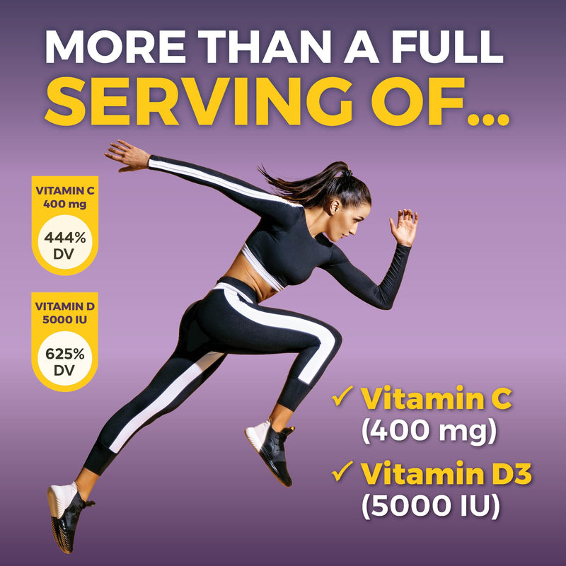 Viva Naturals Elderberry with Vitamin C and Zinc for Adults - 5 in 1 Sambucus Black Elderberry Capsules with Vitamin D3 5000 IU Immunity Supplement, Sambucus Elderberry Immune Support Supplement 120 Count (Pack of 1)