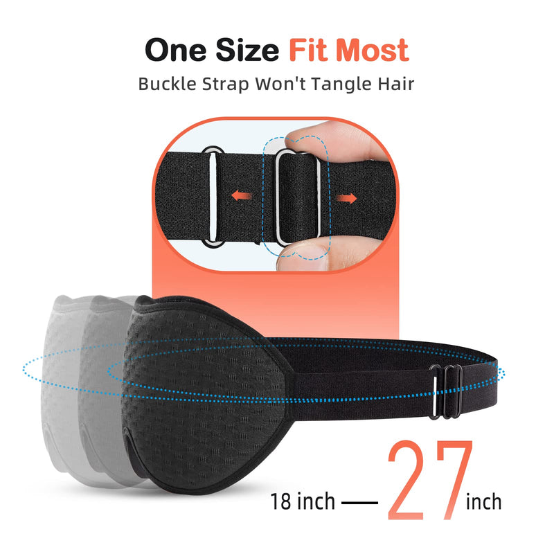 [Australia] - INNELO 3D Contoured Sleep Mask for Side Sleepers, 100% Light Blocking Sleeping Mask for Men & Women, Soft, No Pressure on Eyes, Airplane Blindfold for Travel, Night Eye Cover for Nap, Yoga, Black 