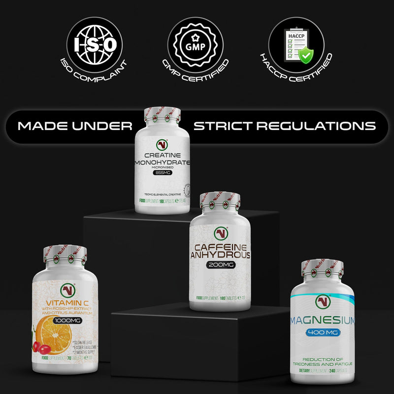 Creatine Monohydrate Capsules – Pre Workout & Post Workout Supplement for Muscle Performance & Recovery – 750mg Elemental Creatine Per Capsule – 4 Per Day. (Capsules x 180)