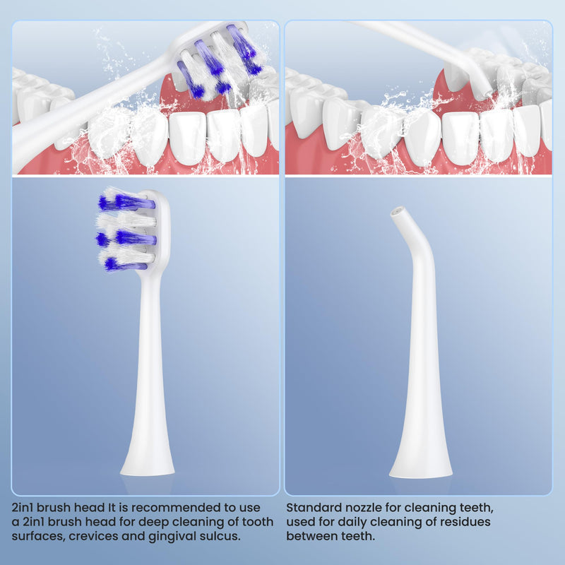 [Australia] - Portable Water flosser with Electric Toothbrush, 2 in 1 Teeth Cleaning Kit, Electric Toothbrush and flosser Combo, Water Flosser for Travel and Home (White) White 