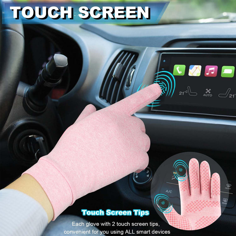 2 Pairs Full Finger Compression Arthritis Gloves for Rheumatoid, Osteoarthritis, Carpal Tunnel Pain Relief, Arthritis Hand Gloves for Women Men Support Work Typing (Pink, Medium) Pink